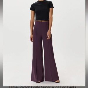 Quince Ultra Stretch Ponte Wide-Leg Pants in Dark Purple Sm